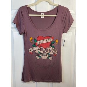 Ed Hardy Love Slowly Forever Short Sleeve T Size Large